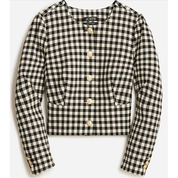 J. Crew Gingham Blazer with Gold Buttons - Picture 1 of 11